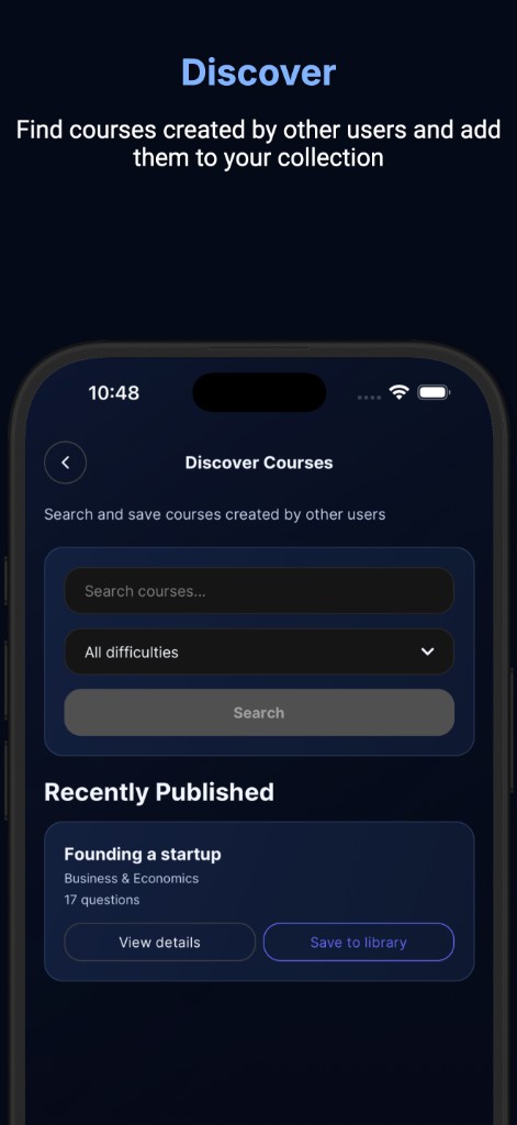Discover courses search with recently published course cards